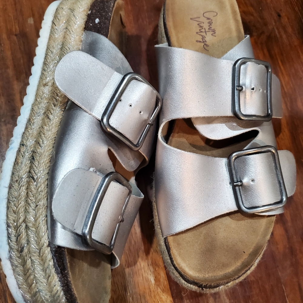 Silver platform sandals,  ladies size 7.5
